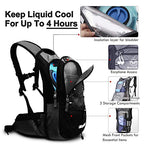 Insulated Hydration Backpack Pack with 3L BPA Free Leak Proof Water Bladder (Black)