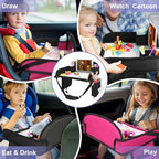 Toddler Car Seat Travel Tray FOR Road Trip Activities (2Black+1Pink)