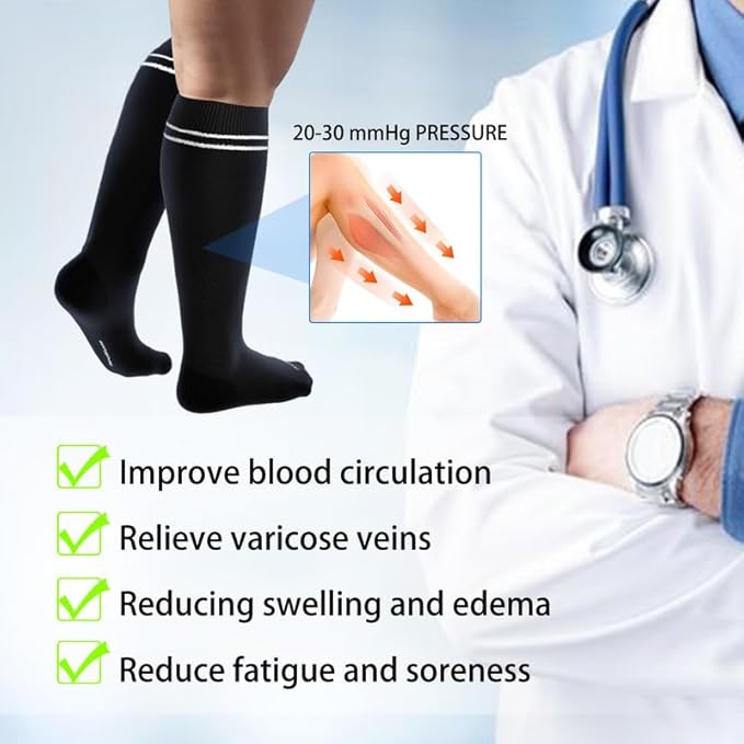 LEVSOX Compression Socks for Pregnant Women 20-30 mmHg Knee High Cute Funny - Image 6