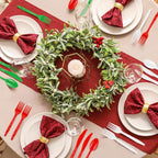 90 Pieces Christmas Plastic Cutlery Set (Red, Green, White)