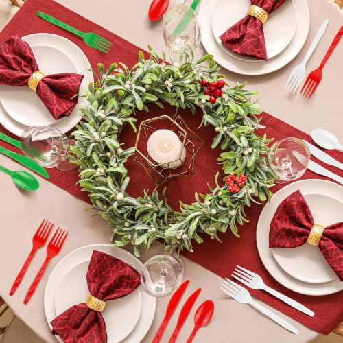90 Pieces Christmas Plastic Cutlery Set (Red, Green, White)