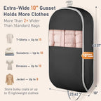 Garment Bags for Hanging Clothes 10" Gusseted (Black / 43" x 10"2 Pack)