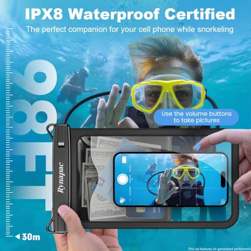 Large Waterproof Phone Pouch Up to 10" (Extra Large [10-inch] / [Black + Mint] Large Waterproof Phone Pouch)