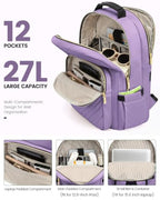 Laptop Backpack Purse for Women (Purple / 15.6-Inch)