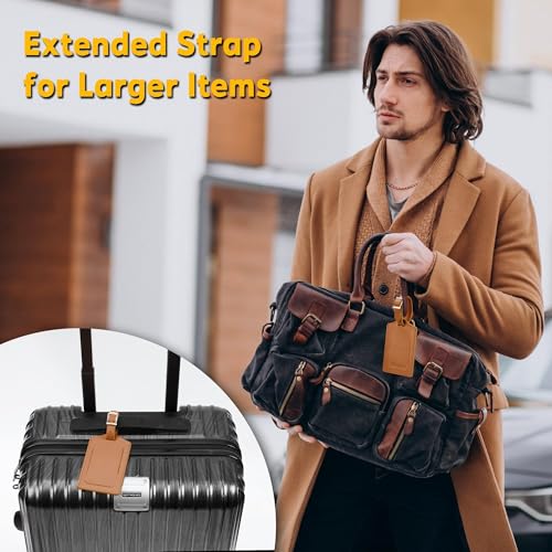 12 Pack Luggage Tags for Suitcases Airplane Travel Essentials (Yellowish Brown)