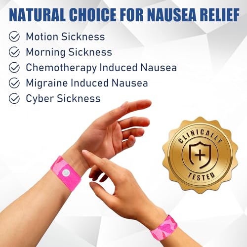 Motion Sickness Bands Anti Nausea Wristbands for Adult and Kids (1 Pair / 1 Pair G- Camo Pink)