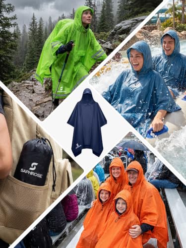 Adult Rain Poncho Waterproof Hooded Raincoat Lightweight Packable (One Size / Blue 1 Pack)