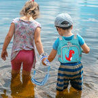 Toddler Harness Leash + Anti Lost Wrist Link (Lake Blue/Dinosaur)