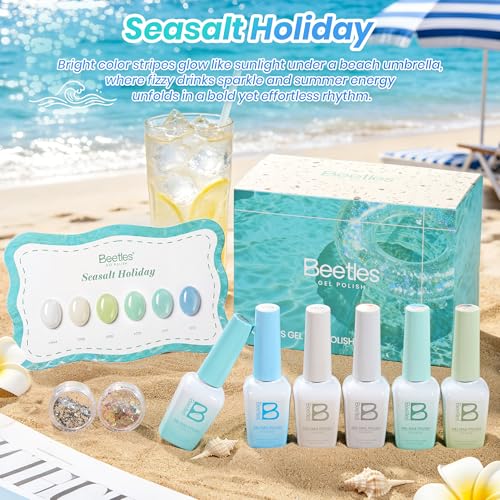 Beetles Jelly Gel Nail Polish Set (A - Blue Pink White | Seasalt Holiday)