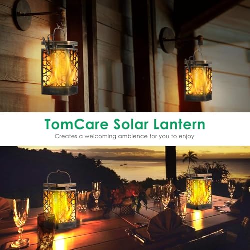 Solar Lanterns Outdoor (Flickering Flame / 4 Pack Bronze)