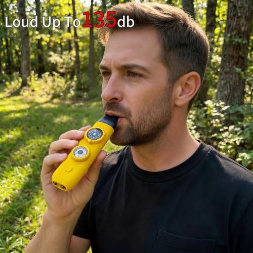 Multifunctional Survival Emergency Whistle for Kids with Compass Hiking Survival (egg yellow2pcs)