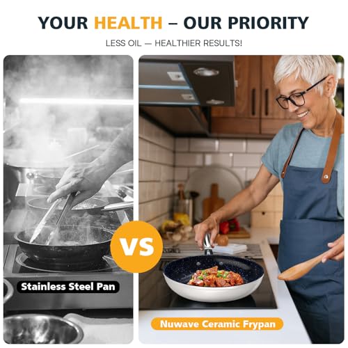 3-Piece 8”, 10”, 12” Forged Lightweight Frying Pan Set (3pc Fry Pan Set / Vanilla Cream)