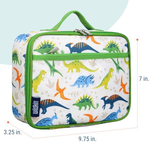 Insulated Lunch Box for Kids (9.75 x 7 x 3.25 inches / Dinosaur Adventures)