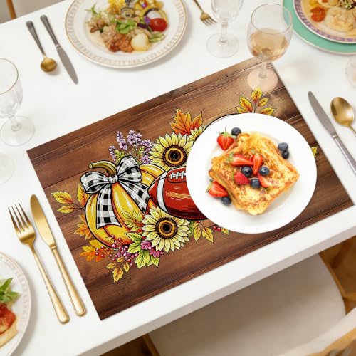 Fall Football Placemats Set of 6 (Football Pumpkin)