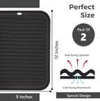 Larger Heat Resistant Mat for Hair Tool, Hot Iron Holster, 12" X 9" Silicone Heat Pad for Curling Iron, Flat Iron and Hair Tool Organizer, Curling Iron Holder, Travel Hot Tools Mat (Black)