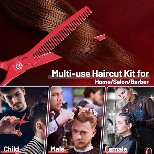 6 inch Hair Cutting Scissors Set with Bag for Barbers (6 inches / Red)
