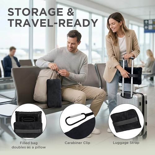 Travel Pillow and Blanket Set (Black / w/ Blanket)