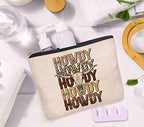 Retro Western Leopard Cow Skull Howdy Decor Makeup Bag (western3)