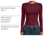 Womens Long Sleeve Shirts Basic Compression Tops Burgundy S (Small / Burgundy)