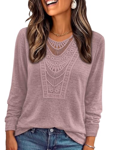Blouses for Women Dressy Casual Fall Shirts Boho Winter Clothing Pink 2XL (XX-Large / All Pink)