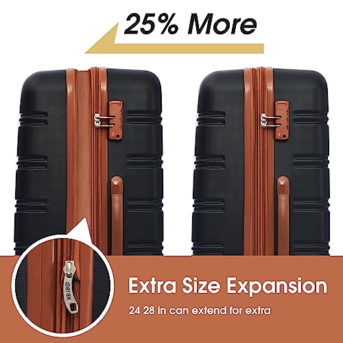Luggage sets of 2 Piece (Luggage Set With Bags / Black and Brown-1(20+24+bag))