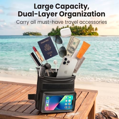 IPX8 Floating Waterproof Fanny Pack Holds Phone (Green&Pink)