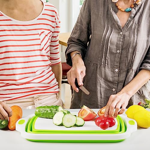 2 Pack Collapsible Cutting Board (White/Green and White/Grey)
