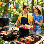 Grilling Prep & Serve Trays for Party Set of 4 (Black & Red)