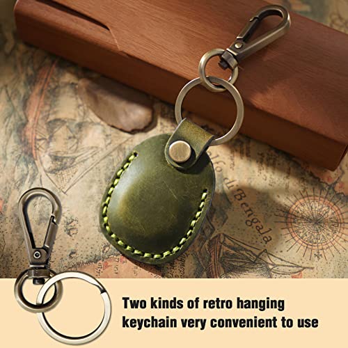 4 Pack Handmade Genuine Leather AirTag Holder (Brown/Grey/Purple/Olive Green)