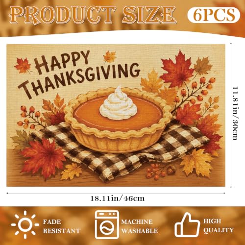 Thanksgiving Placemats 6 Pcs (Thanksgiving Turkey)