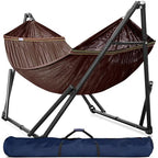 Universal Double Hammock with Stand Included for 2 Persons (1. Brown)