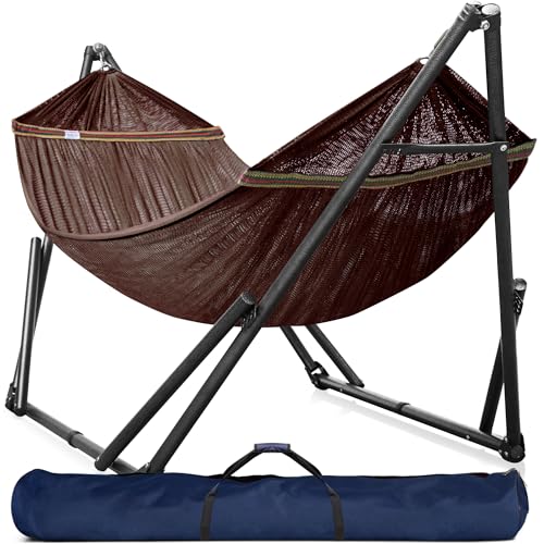 Universal Double Hammock with Stand Included for 2 Persons (1. Brown)