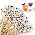 100 Pcs Halloween Toothpicks Skull Head Cocktail Picks Bamboo Skewer (Skull Head)