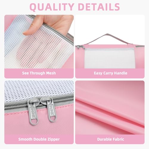 8 Set Packing Cubes Various Sizes Packing Organizer for Travel Accessories Luggage Carry On Suitcase (08-Pink / 8 Set-middle Mesh)