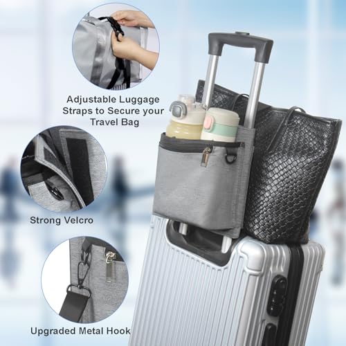 Luggage Travel Cup Holder with Luggage Straps (Grey)