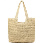 Straw Beach Bags for Women Straw Woven Beach Tote Bag Casual Boho Large Shoulder Handbags Purse for Vacation Holiday Picnic (E Beige)