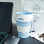 Silicone Collapsible Travel Mug Blue 15oz / 450ml - Image 3