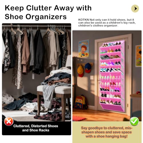 20 Pocket Hanging Shoe Organizer for Door (Pink)