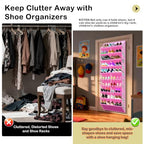 20 Pocket Hanging Shoe Organizer for Door (Pink)