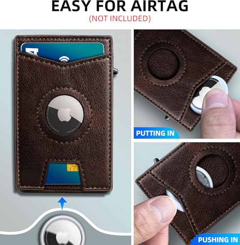 Airtag Wallet for Men Money Clip 9 (Forest Brown057)
