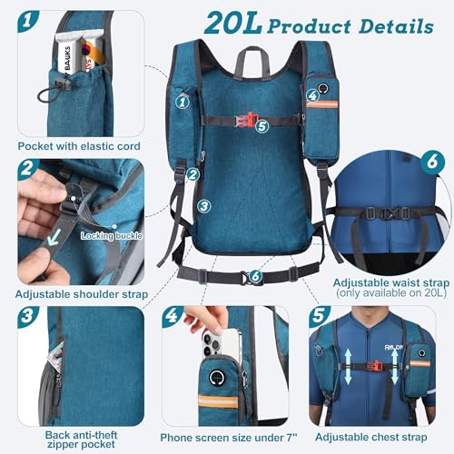 20L Small Hiking Backpack for Men Women Foldable Packable Back Pack Ultralight Hiking Daypack for Travel Camping Outdoor (Turquoise / 20L)