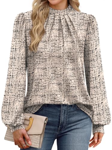 Boho Tops for Women Old Money Clothes Long Sleeve Blouses for Women Dressy Casual Womens Clothing Early Plus Size Fall Fashion 2026 Outfits Fall Clothes Beige Black XL (03 - Beige Black / X-Large)