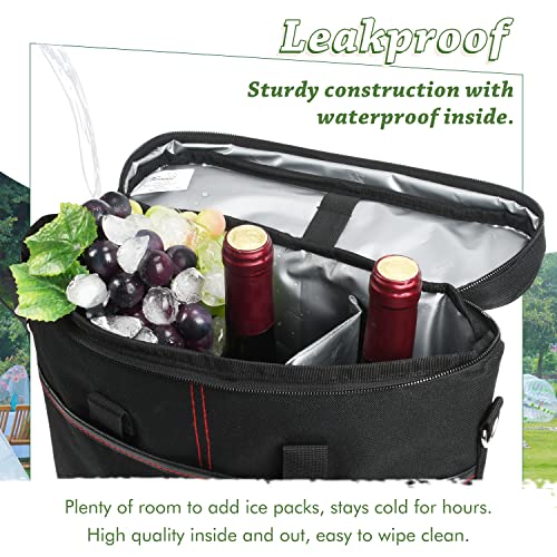3 Bottle Wine Cooler Bag Carrier for Travel (Black)