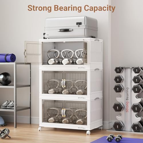 320Qt Stackable Storage Bins with Lid (White / 80QT-4Pack)