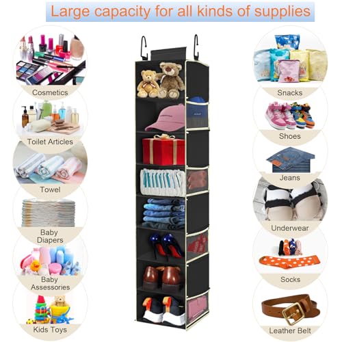2 Pack Large Sized Hanging Shoe Organizer 8 (Black - 2 Pack / 2 pack)