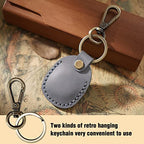 Genuine Leather AirTag Holder Compatible with Apple AirTag 2nd Gen & 1st Gen (Grey)