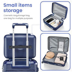4 Piece Expandable Hardshell Pink Luggage Sets with Spinner Wheels (A#Navy Blue / 4 Piece Set)