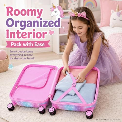 5PCS Kids Luggage Girls Suitcase (01-hardside Gold Unicorn 5pc)