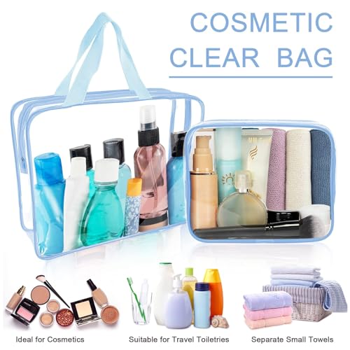Clear Makeup Bags (Haze Blue-6PCS (Large+Medium+Small))