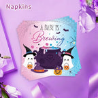 50 Pcs A Baby Is Brewing Gender Reveal Napkins (Ghost)